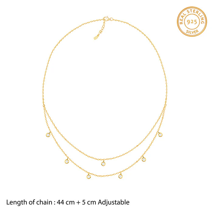Golden Dual Layer Zircon Necklace - Image 4