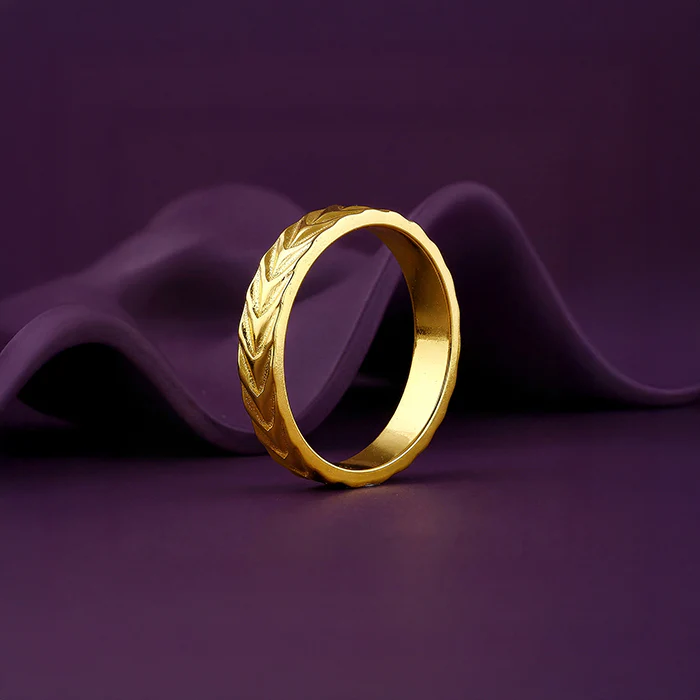 Golden Engraved Wheat Ring (Size 12) - Image 2