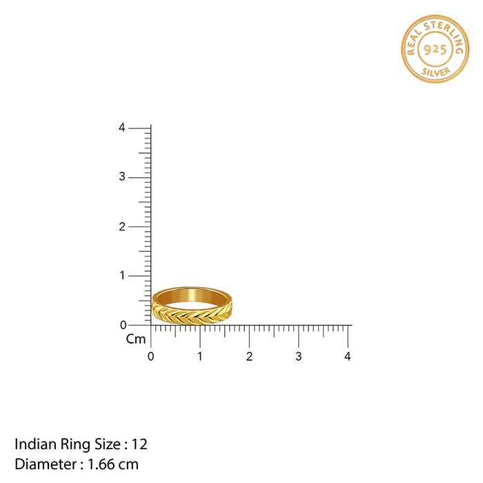 Golden Engraved Wheat Ring (Size 12) - Image 4