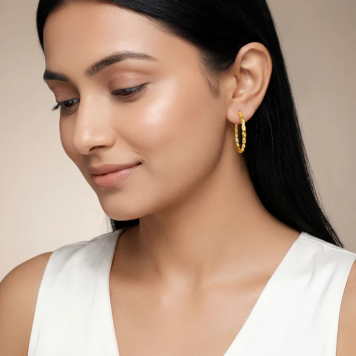 Golden Entwined Hoop Earrings - Image 3
