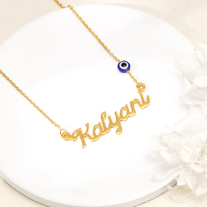 Golden Evil Eye Personalised Name Necklace - Image 2
