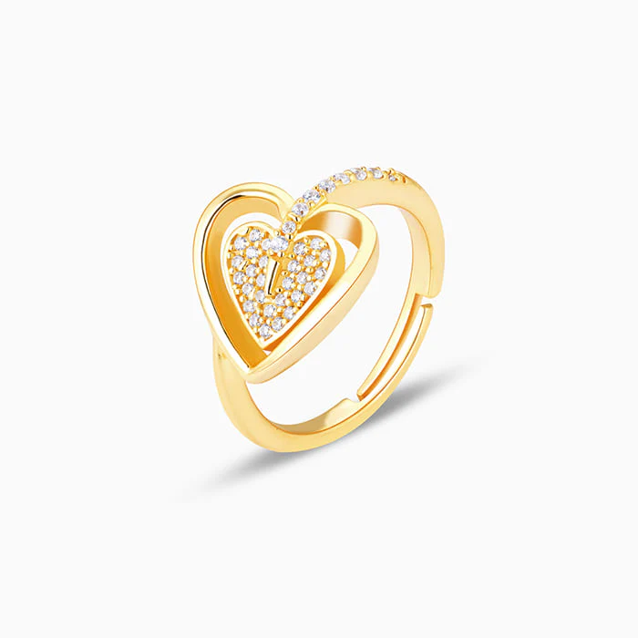 Golden Falling For Your Heart Ring - Image 4
