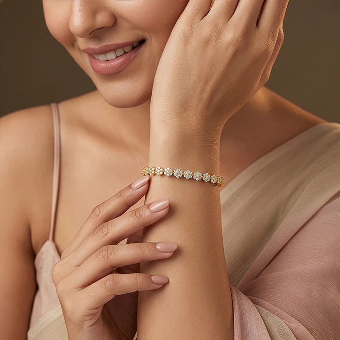 Golden Flower Cluster Bangle (Size 2.4) - Image 3