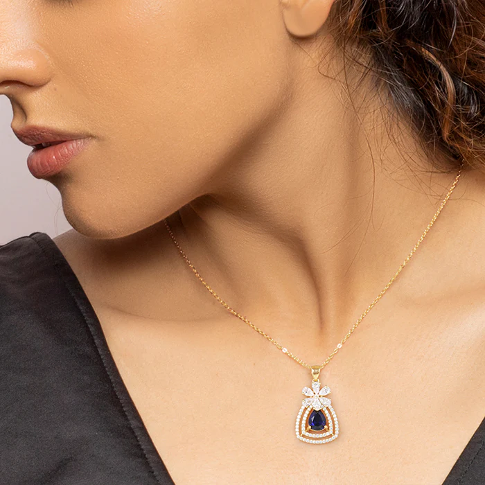 Golden Forever In Blue Pendant With Link Chain - Image 2