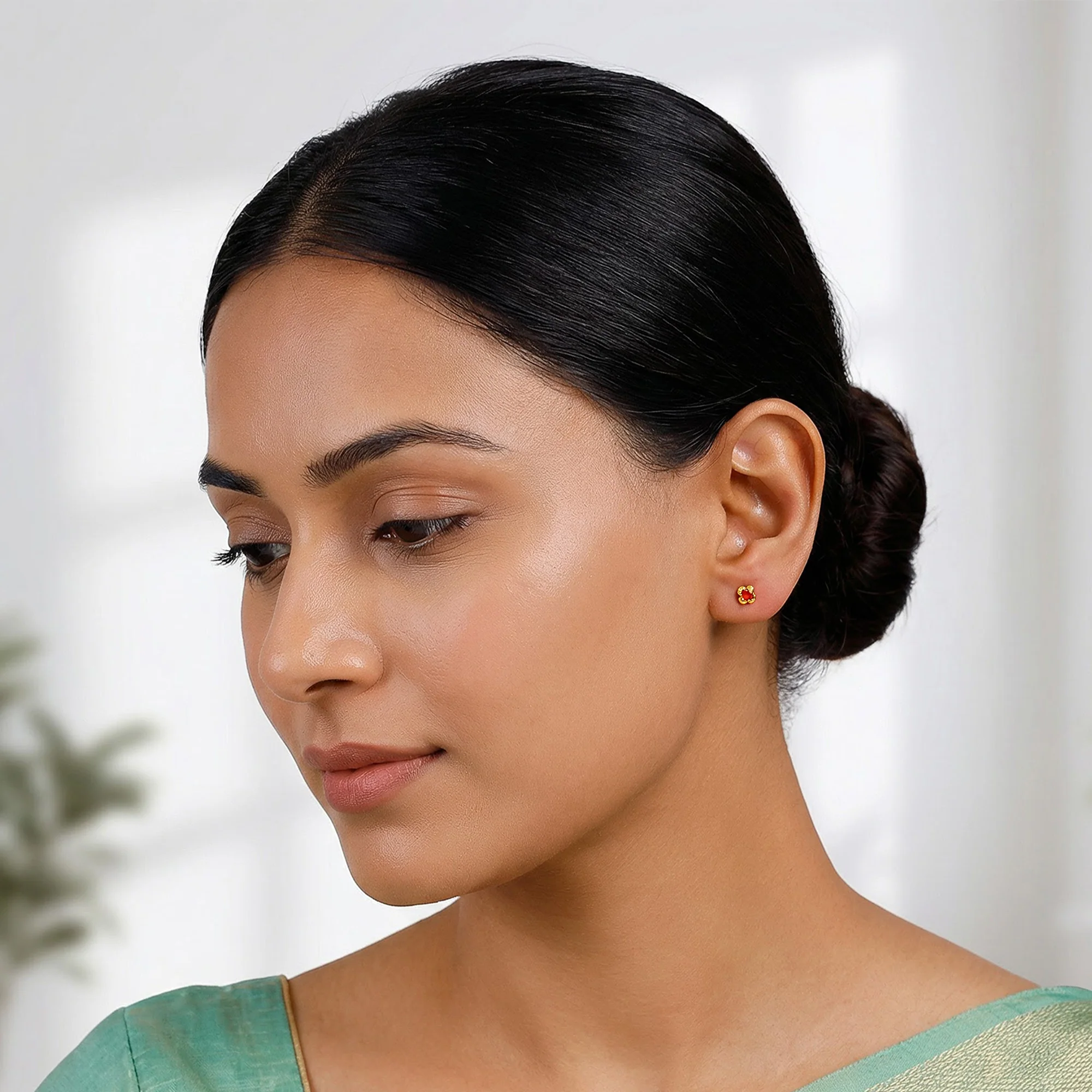 Golden Frigg Stud Earrings - Image 3