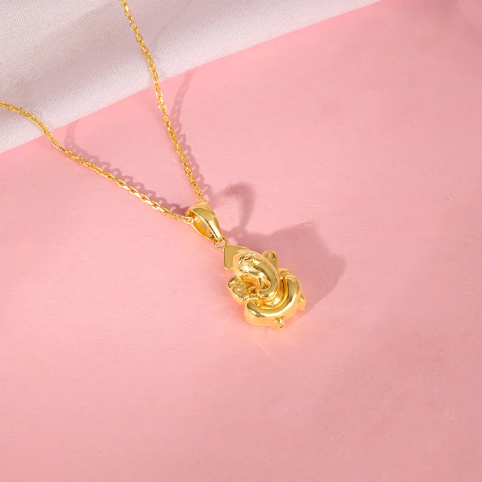 Golden Ganapati Pendant With Link Chain - Image 2