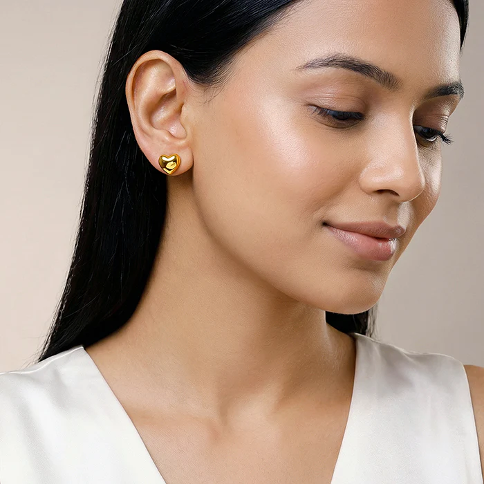 Golden Gentle Heart Studs - Image 3