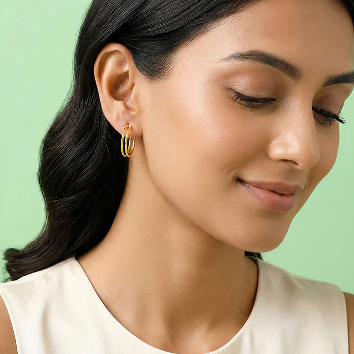 Golden Glamorous J Hoop Earrings - Image 3