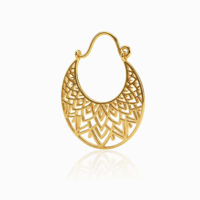 Golden Half Mandala Hoop Earrings - Image 4
