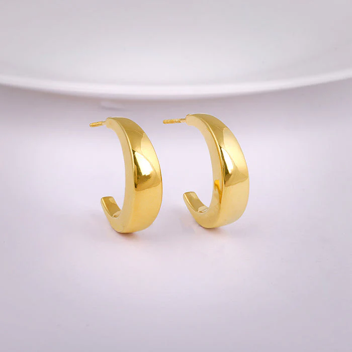 Golden Half Moon Earrings - Image 2