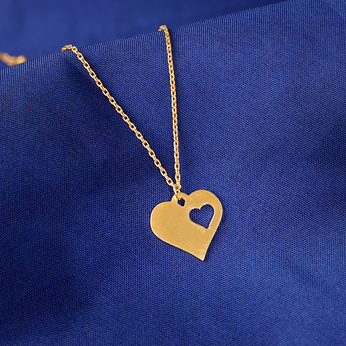 Golden Heart Piece Pendant With Link Chain - Image 2
