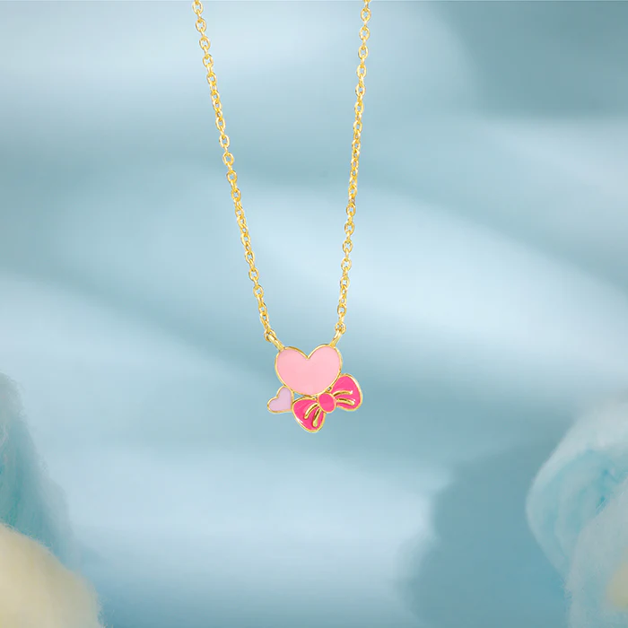 Golden Hearty Bow Kids Necklace - Image 2