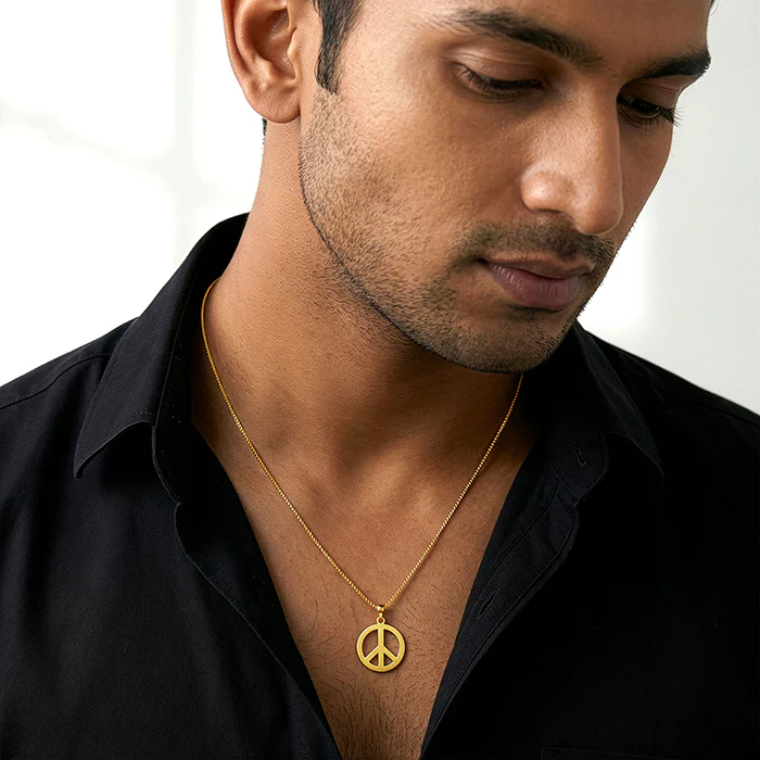 Golden Heavenly Peace Pendant With Box Chain For Him - Image 3