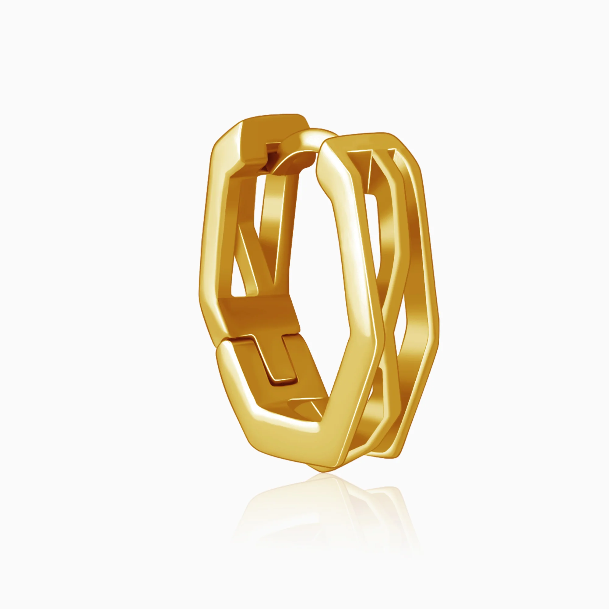 Golden Hexa Hoop Earring For Him - Image 6