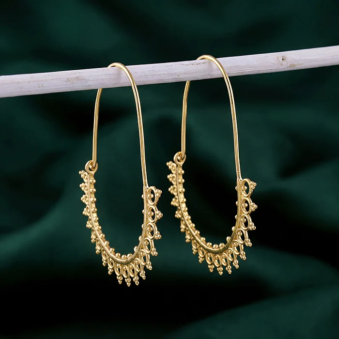 Golden Indian Hoop Earrings - Image 2