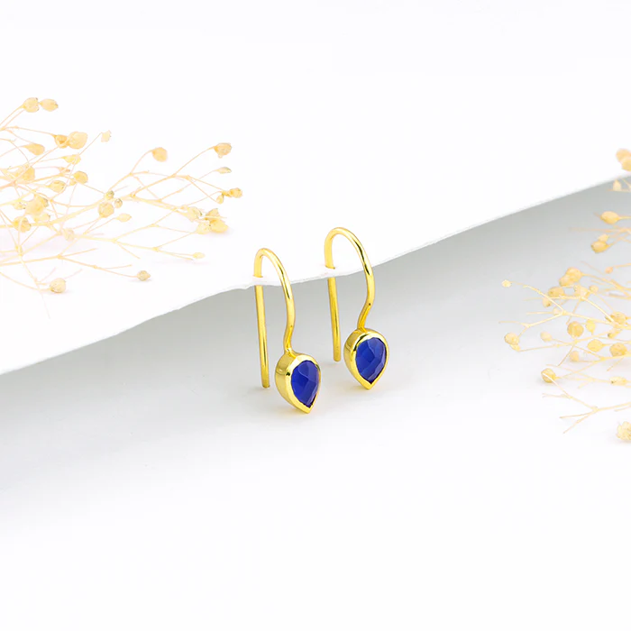 Golden Indigo Teardrop Earrings - Image 2