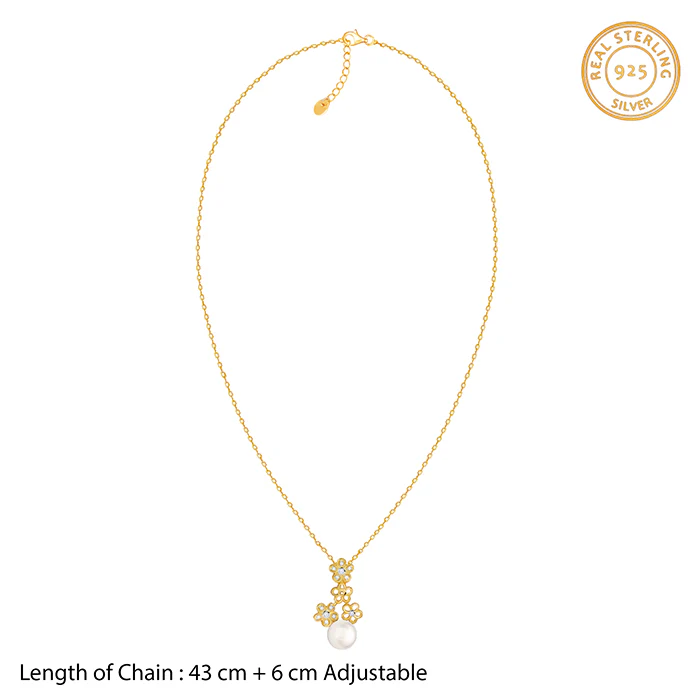 Golden Julia Pearl Pendant With Link Chain - Image 5