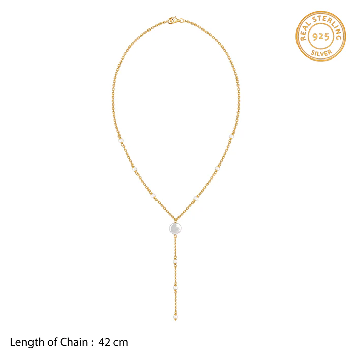 Golden Kiera Pearl Lariat Necklace - Image 4