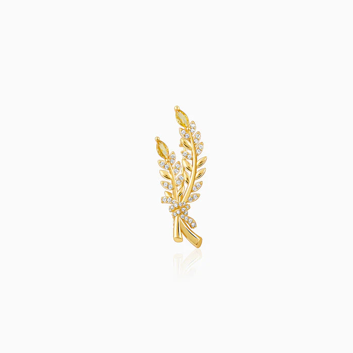 Golden Leafy Moment Brooch For Him