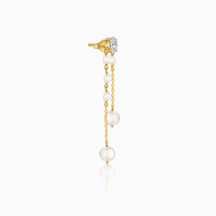 Golden Lovely Pearl Dangler Earrings - Image 4