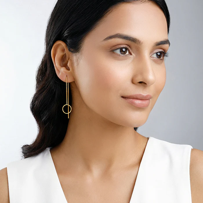 Golden Lunara Loop Sui dhaga Earrings - Image 3
