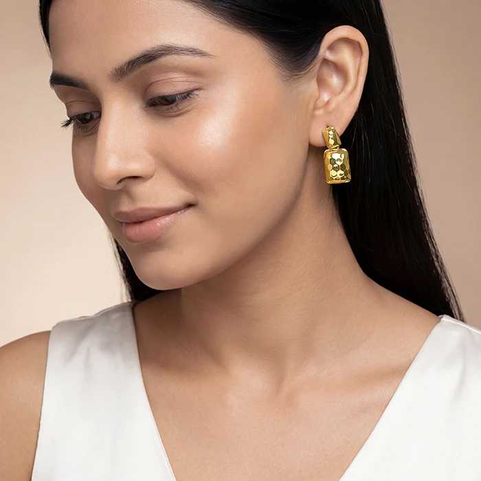 Golden Luxe Hammered Earrings - Image 3