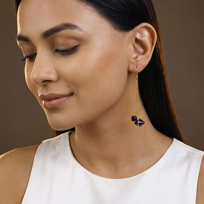 Golden Midnight Drop Dangler Earrings - Image 3