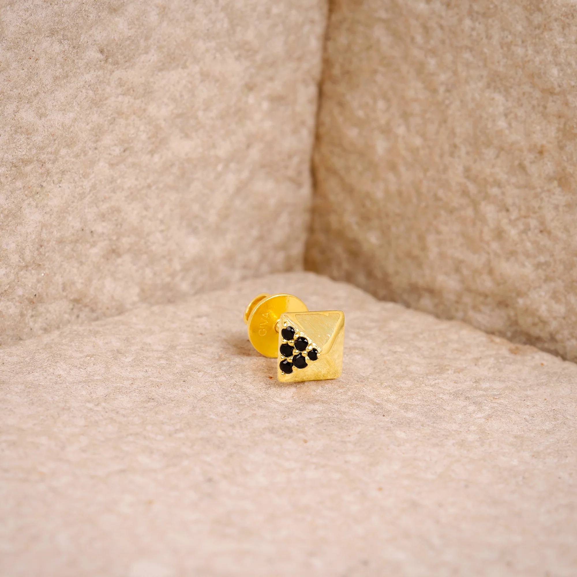 Golden Midnight Pyramid Stud For Him - Image 4
