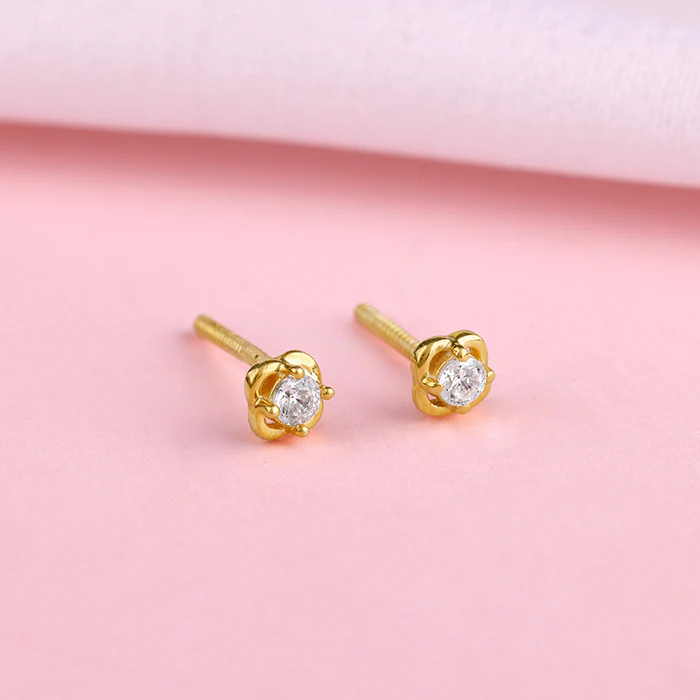 Golden Mini Floral Earrings - Image 2