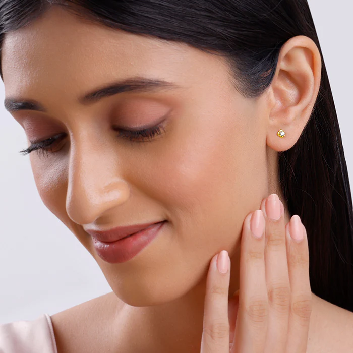 Golden Mini Floral Earrings - Image 3