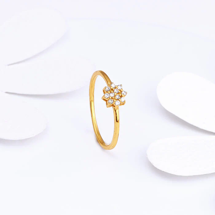 Golden Minimal Floral Ring - Image 2