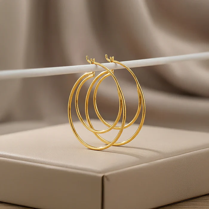 Golden Minimal Layered Hoops - Image 2