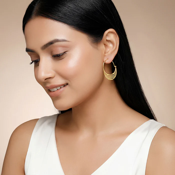 Golden Mod Hoop Earrings - Image 3