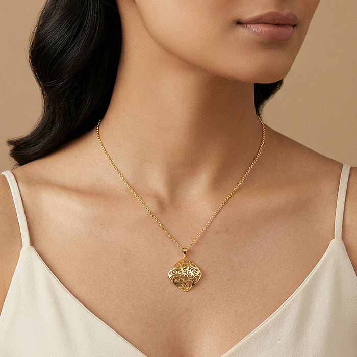 Golden Modern Relic Pendant With Link Chain - Image 3