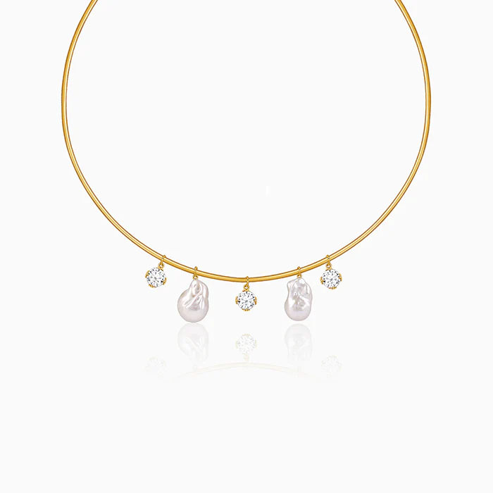 Golden Norma Baroque Pearl Cuff Necklace