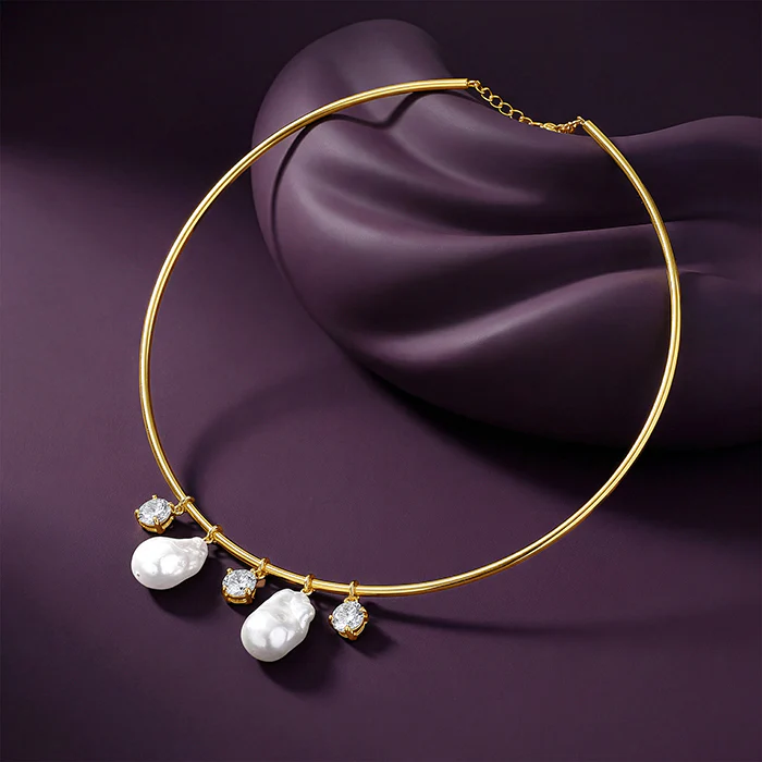 Golden Norma Baroque Pearl Cuff Necklace - Image 2