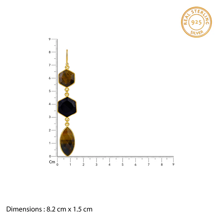 Golden Onyx Flame Dangler Earrings - Image 5
