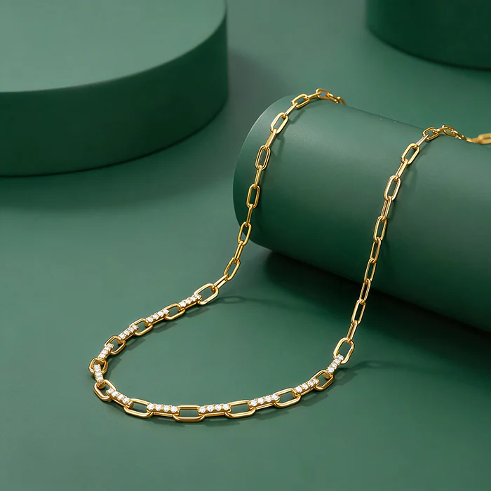 Golden Paperclip Link Chain Necklace - Image 2