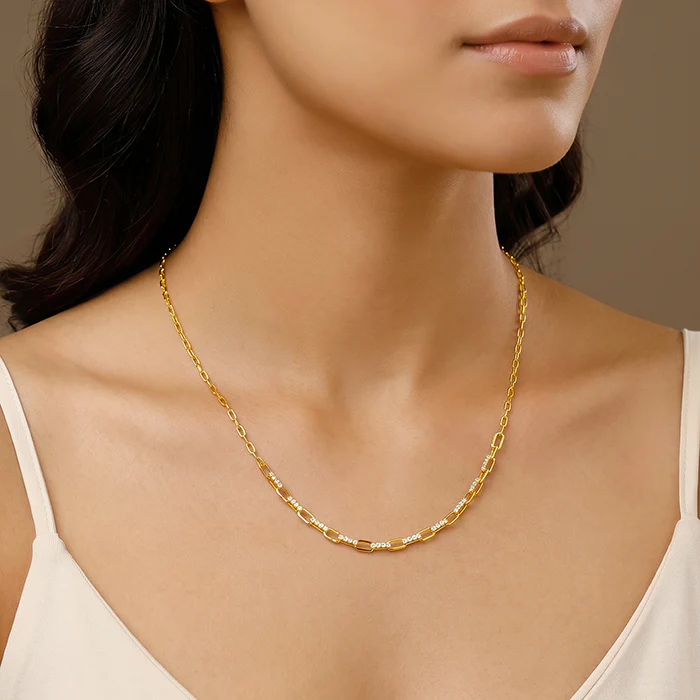 Golden Paperclip Link Chain Necklace - Image 3