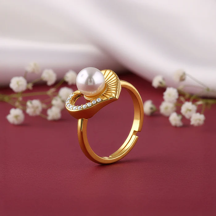 Golden Pearl Pulse Heart Ring - Image 2
