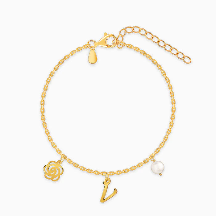 Golden Pearl Rosey Personalised Bracelet - Image 2