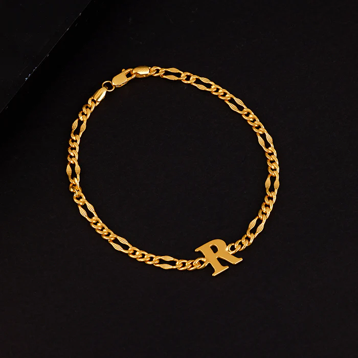 Golden Personalised Alpha Initial Bracelet For Him - Image 2