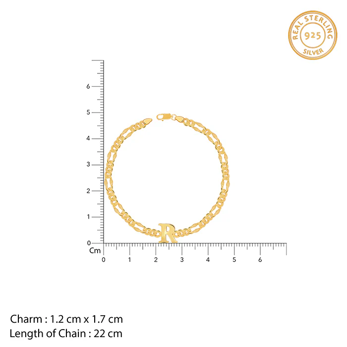 Golden Personalised Alpha Initial Bracelet For Him - Image 4