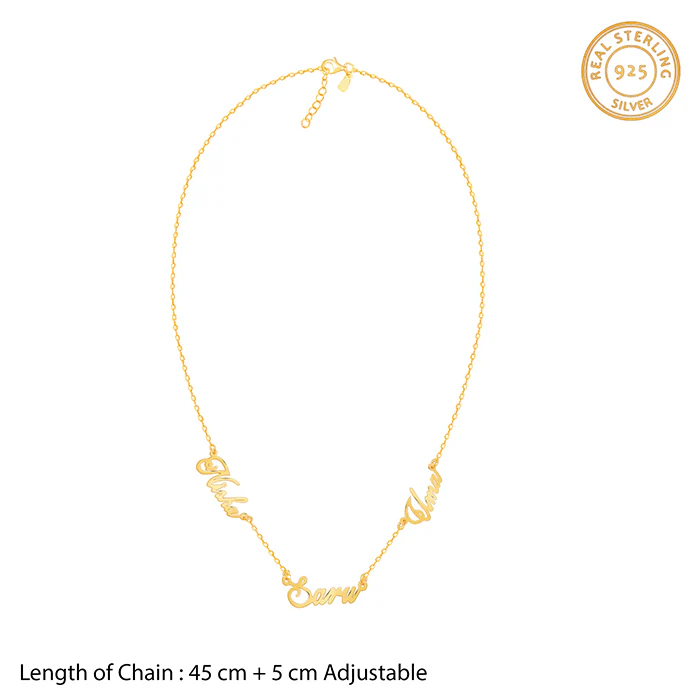 Golden Personalised Bestie Trio Name Necklace - Image 5