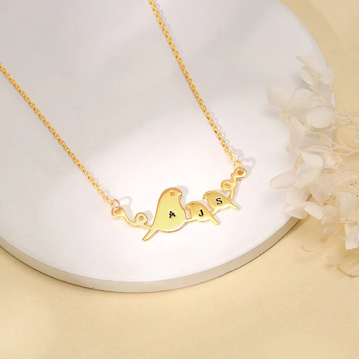 Golden Personalised Birdie Initial Necklace - Image 2