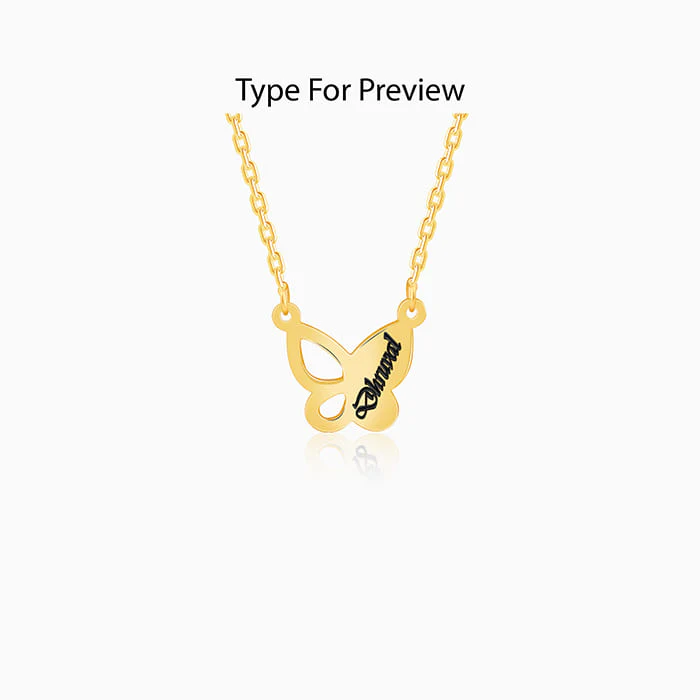 Golden Personalised Butterfly Necklace - Image 2