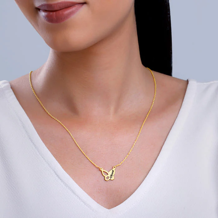 Golden Personalised Butterfly Necklace - Image 4