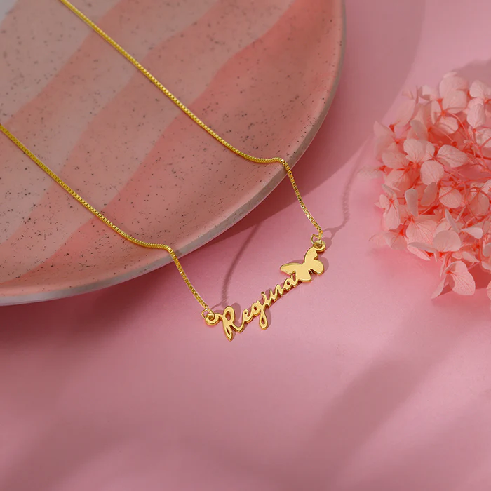 Golden Personalised Butterfly Pendant - Image 3