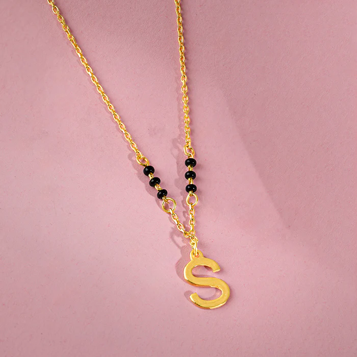 Golden Personalised Cherished Initial Mangalsutra - Image 2