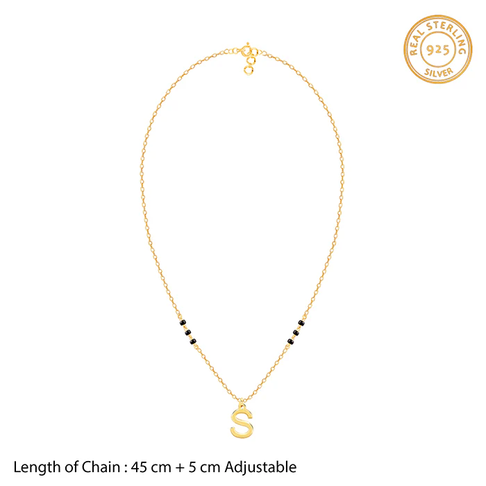 Golden Personalised Cherished Initial Mangalsutra - Image 4